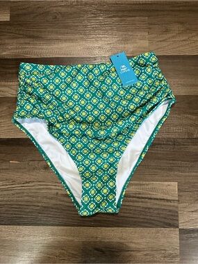 Swim ready nwt Cupshe Green and yellow Print High Waist Bikini Bottoms
